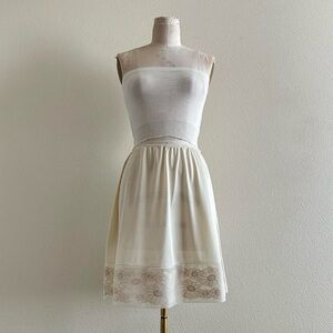 handmade ivory nylon satin slip mini skirt